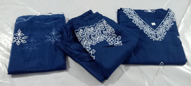 Rayon Cotton Kurta & Bottom Set | Simple Minimal Style With Embroidery Work - Rosepetals Luxe