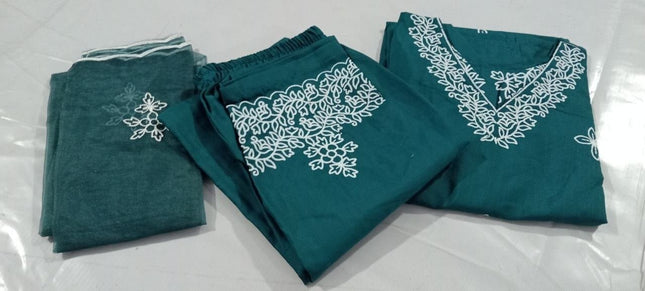 Rayon Cotton Kurta & Bottom Set | Simple Minimal Style With Embroidery Work - Rosepetals Luxe
