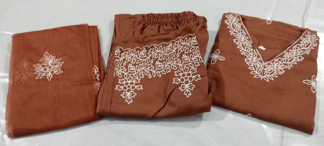 Rayon Cotton Kurta & Bottom Set | Simple Minimal Style With Embroidery Work - Rosepetals Luxe