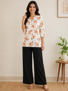 Cream Orange Floral / M