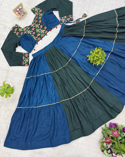 Rayon Ruffle Lehenga Choli with Gota Lace - Rosepetals Luxe
