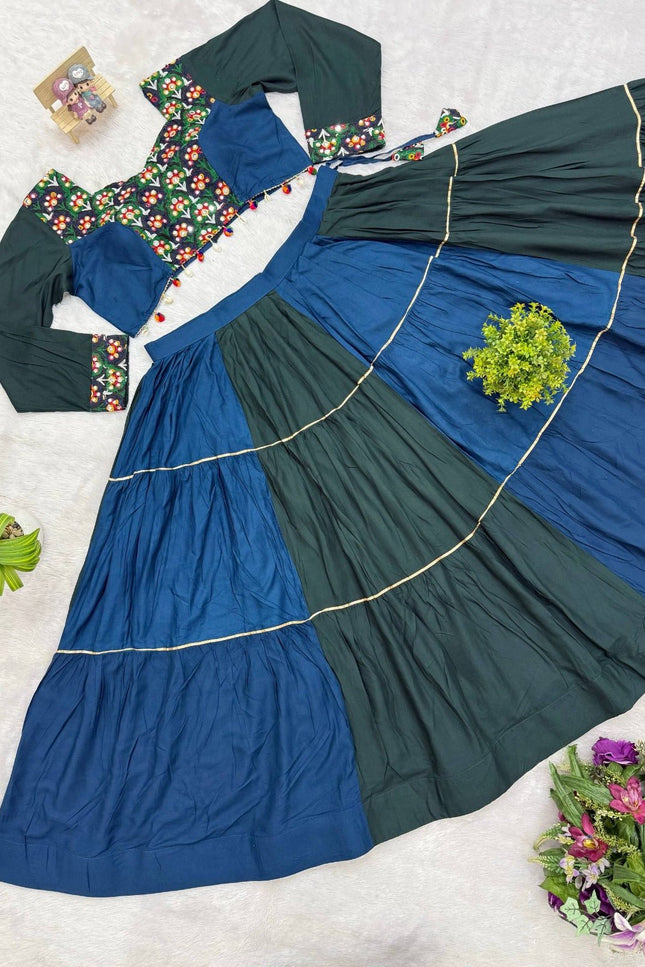 Rayon Ruffle Lehenga Choli with Gota Lace - Rosepetals Luxe