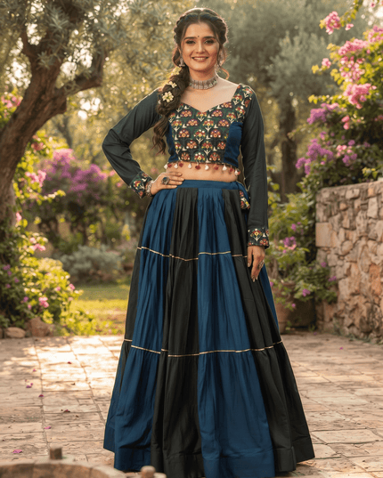 Rayon Ruffle Lehenga Choli with Gota Lace - Rosepetals Luxe