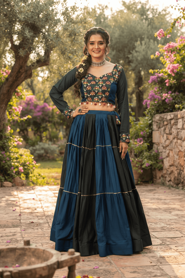 Rayon Ruffle Lehenga Choli with Gota Lace - Rosepetals Luxe