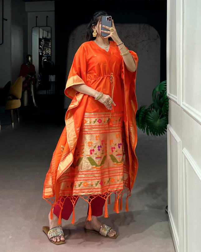 Ready - to - Wear Jacquard Kaftans Made To Shine In Every Moment | Perfect Ethnic Wear - Rosepetals Luxe
