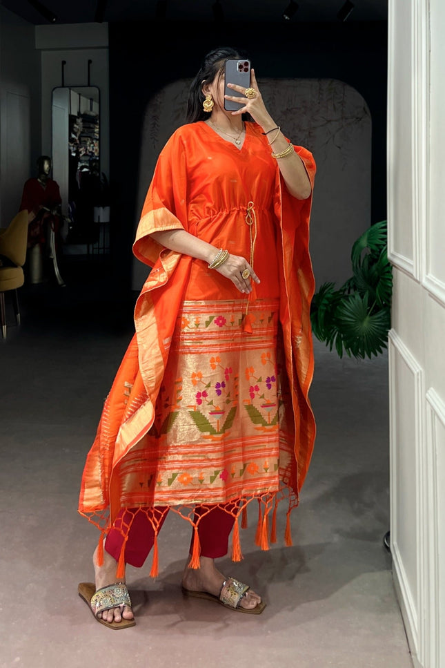 Ready - to - Wear Jacquard Kaftans Made To Shine In Every Moment | Perfect Ethnic Wear - Rosepetals Luxe