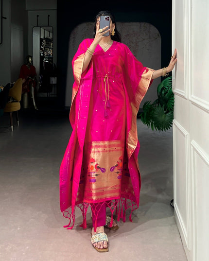 Ready - to - Wear Jacquard Kaftans Made To Shine In Every Moment | Perfect Ethnic Wear - Rosepetals Luxe