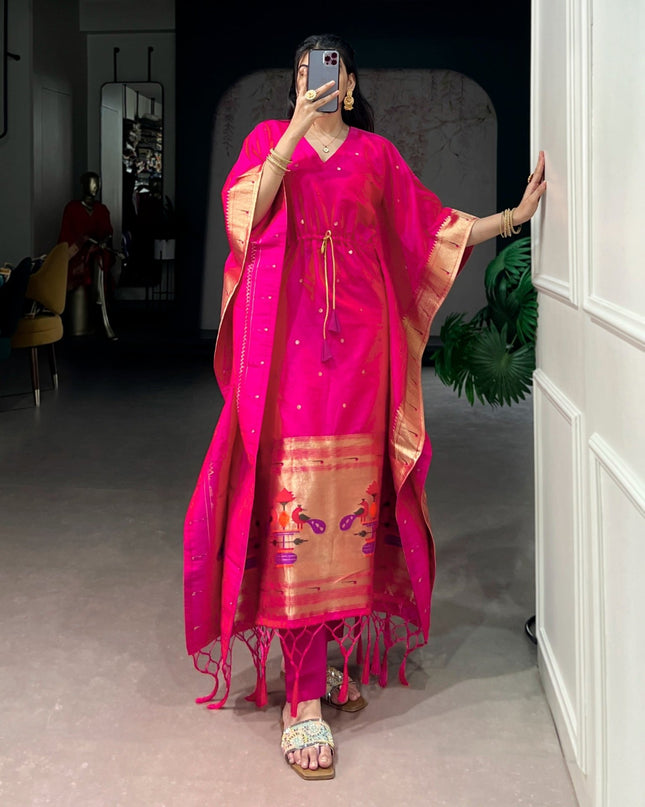Ready - to - Wear Jacquard Kaftans Made To Shine In Every Moment | Perfect Ethnic Wear - Rosepetals Luxe