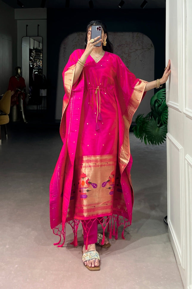 Ready - to - Wear Jacquard Kaftans Made To Shine In Every Moment | Perfect Ethnic Wear - Rosepetals Luxe