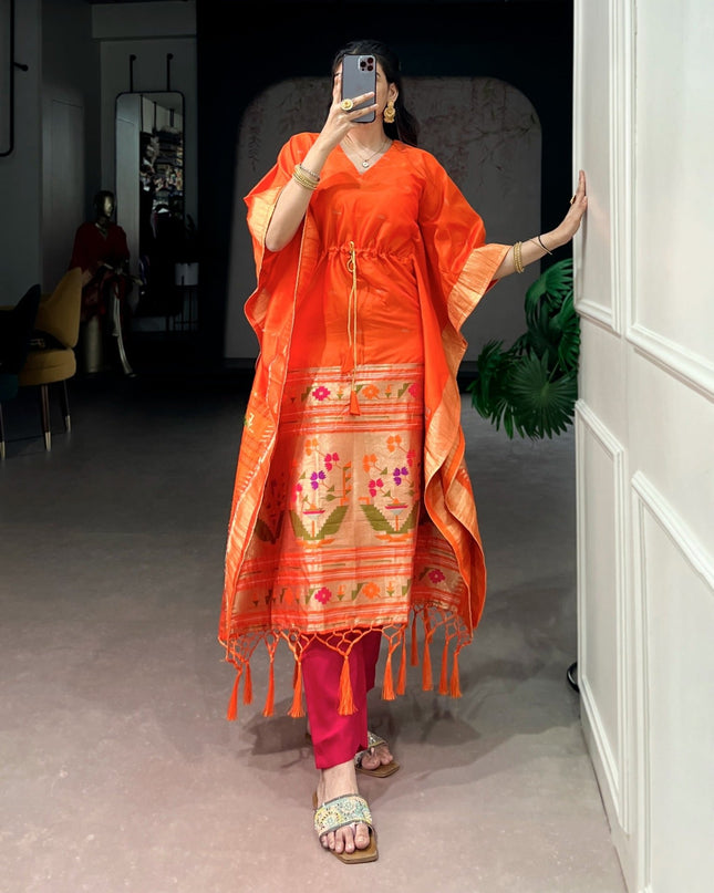 Ready - to - Wear Jacquard Kaftans Made To Shine In Every Moment | Perfect Ethnic Wear - Rosepetals Luxe