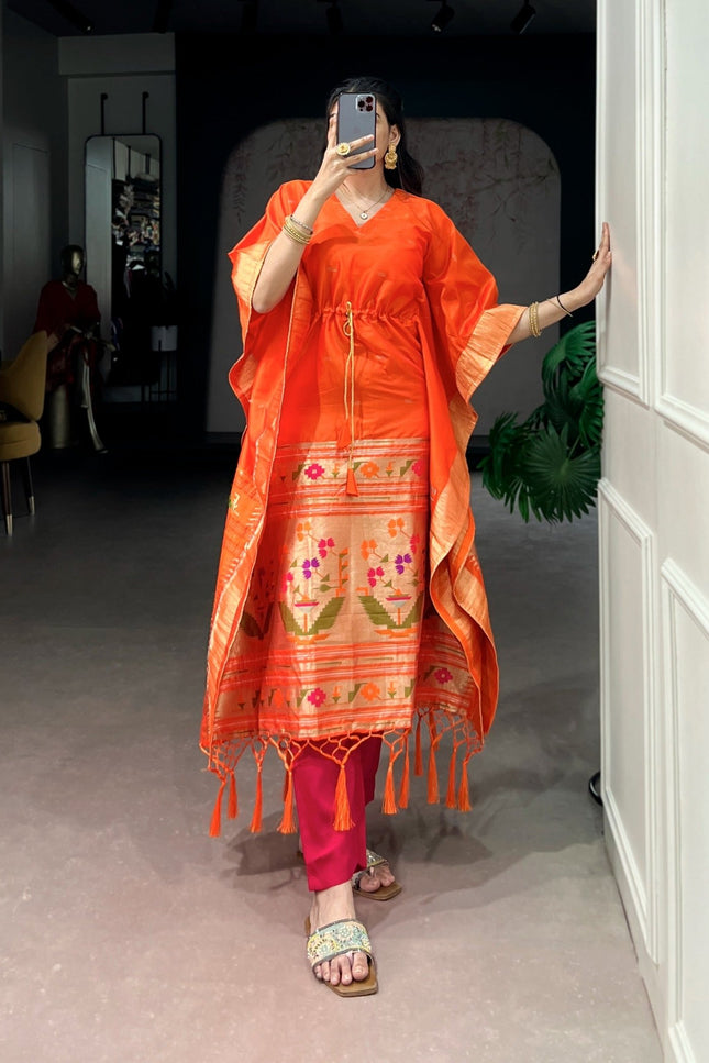 Ready - to - Wear Jacquard Kaftans Made To Shine In Every Moment | Perfect Ethnic Wear - Rosepetals Luxe