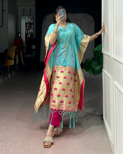 Ready - to - Wear Jacquard Kaftans Made To Shine In Every Moment | Perfect Ethnic Wear - Rosepetals Luxe