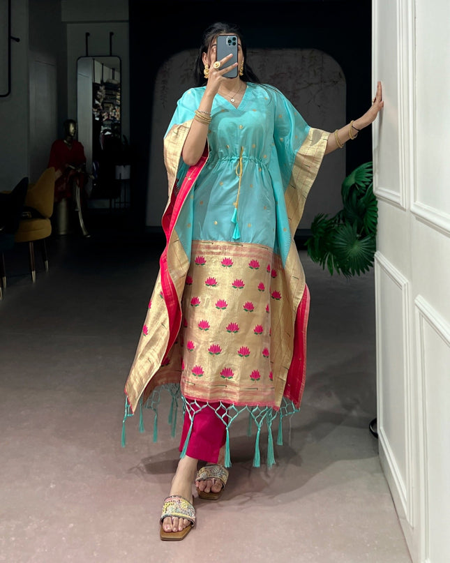 Ready - to - Wear Jacquard Kaftans Made To Shine In Every Moment | Perfect Ethnic Wear - Rosepetals Luxe