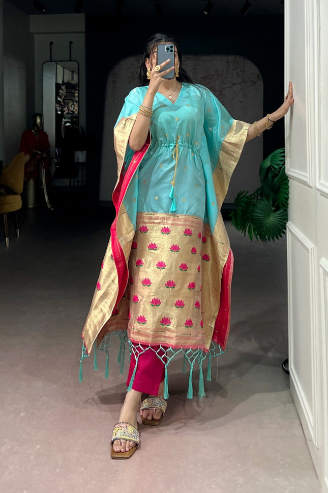 Ready - to - Wear Jacquard Kaftans Made To Shine In Every Moment | Perfect Ethnic Wear - Rosepetals Luxe