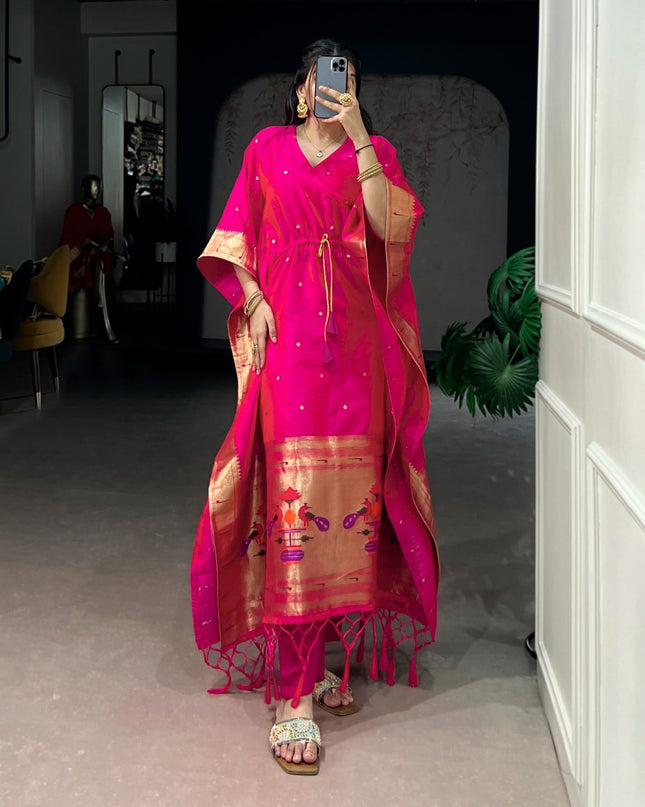 Ready - to - Wear Jacquard Kaftans Made To Shine In Every Moment | Perfect Ethnic Wear - Rosepetals Luxe