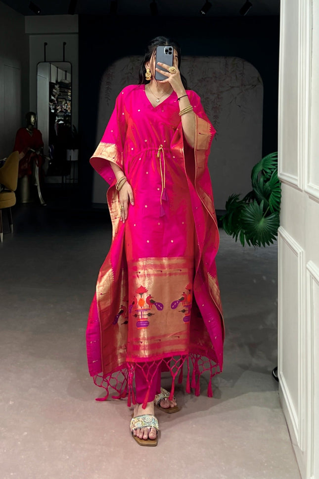 Ready - to - Wear Jacquard Kaftans Made To Shine In Every Moment | Perfect Ethnic Wear - Rosepetals Luxe