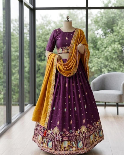 Ready-to-Wear Luxe Silk Lehenga | Traditional Sequence Work | Wedding & Festive Wear - Rosepetals Luxe