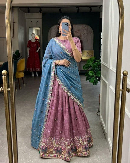 Ready-to-Wear Luxe Silk Lehenga | Traditional Sequence Work | Wedding & Festive Wear - Rosepetals Luxe