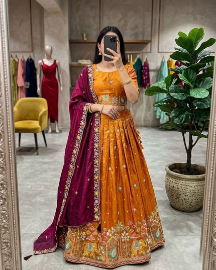 Ready-to-Wear Luxe Silk Lehenga | Traditional Sequence Work | Wedding & Festive Wear - Rosepetals Luxe