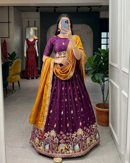 Ready-to-Wear Luxe Silk Lehenga | Traditional Sequence Work | Wedding & Festive Wear - Rosepetals Luxe