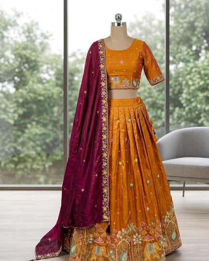 Ready-to-Wear Luxe Silk Lehenga | Traditional Sequence Work | Wedding & Festive Wear - Rosepetals Luxe