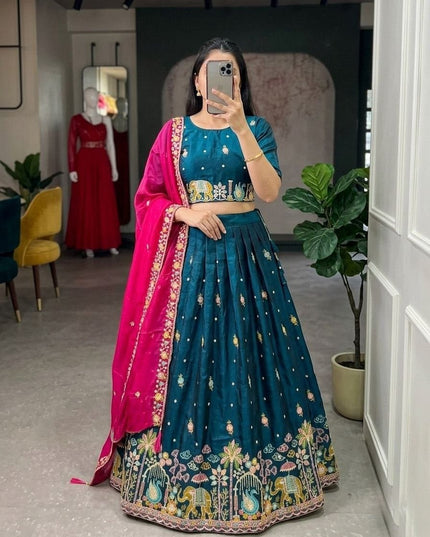 Ready-to-Wear Luxe Silk Lehenga | Traditional Sequence Work | Wedding & Festive Wear - Rosepetals Luxe