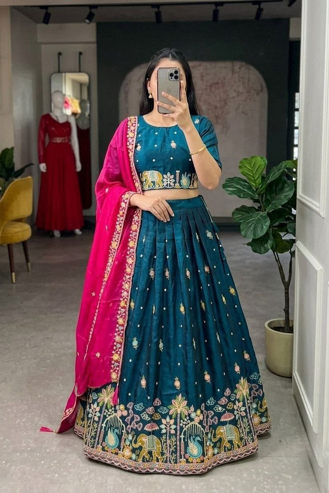 Ready-to-Wear Luxe Silk Lehenga | Traditional Sequence Work | Wedding & Festive Wear - Rosepetals Luxe