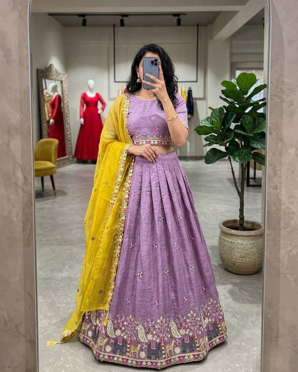 Ready-to-Wear Luxe Silk Lehenga | Traditional Sequence Work | Wedding & Festive Wear - Rosepetals Luxe