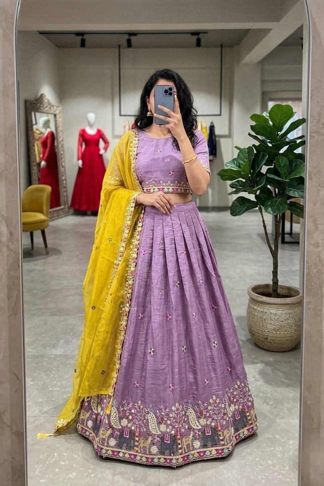 Ready-to-Wear Luxe Silk Lehenga | Traditional Sequence Work | Wedding & Festive Wear - Rosepetals Luxe