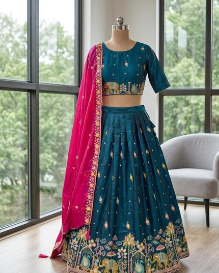 Ready-to-Wear Luxe Silk Lehenga | Traditional Sequence Work | Wedding & Festive Wear - Rosepetals Luxe