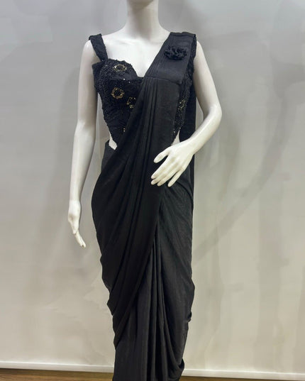 Ready-to-Wear Saree with Beadwork Blouse - Rosepetals Luxe