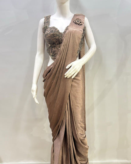 Ready-to-Wear Saree with Beadwork Blouse - Rosepetals Luxe