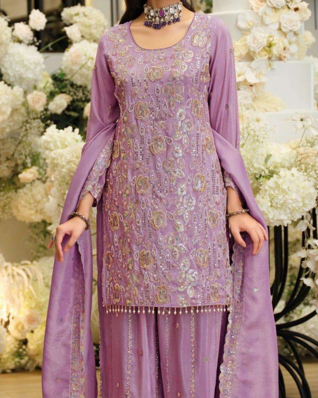 Readymade Kurta Palazzo Set Shimmer with Beads Work - Rosepetals Luxe