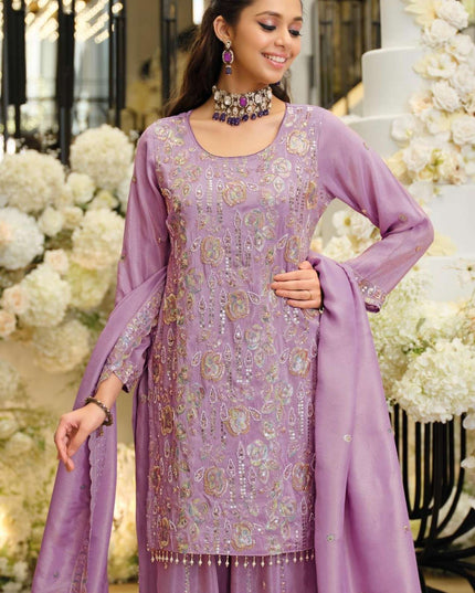 Readymade Kurta Palazzo Set Shimmer with Beads Work - Rosepetals Luxe
