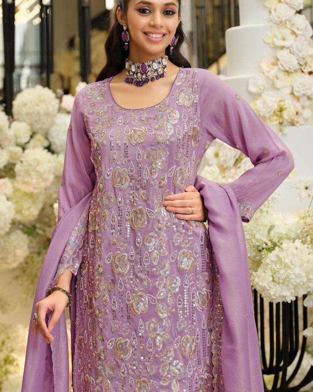 Readymade Kurta Palazzo Set Shimmer with Beads Work - Rosepetals Luxe