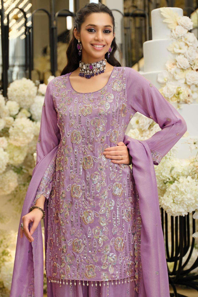 Readymade Kurta Palazzo Set Shimmer with Beads Work - Rosepetals Luxe