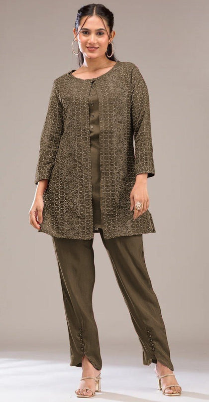 Readymade Pakistani Suit Faux Georgette with Heavy Embroidery Sequence Work - Rosepetals Luxe