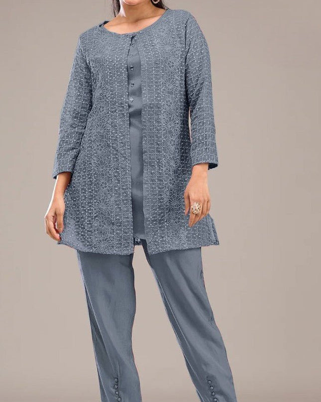 Readymade Pakistani Suit Faux Georgette with Heavy Embroidery Sequence Work - Rosepetals Luxe