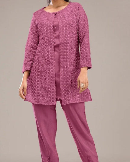 Readymade Pakistani Suit Faux Georgette with Heavy Embroidery Sequence Work - Rosepetals Luxe