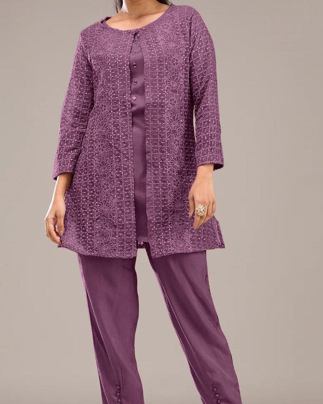 Readymade Pakistani Suit Faux Georgette with Heavy Embroidery Sequence Work - Rosepetals Luxe