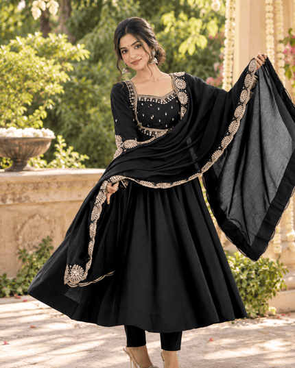 Roman Silk Sequin Gown Set with Chanderi Dupatta - Rosepetals Luxe