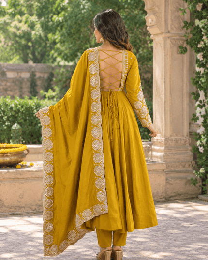 Roman Silk Sequin Gown Set with Chanderi Dupatta - Rosepetals Luxe