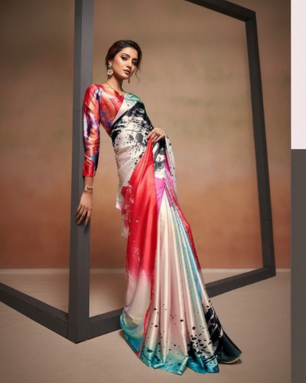 Bollywood Satin Crepe Silk Set | 6 Colors Available | Perfect Partywear Saree - Rosepetals Luxe