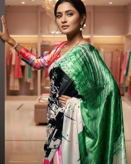Bollywood Satin Crepe Silk Set | 6 Colors Available | Perfect Partywear Saree - Rosepetals Luxe