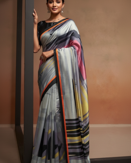 Bollywood Satin Crepe Silk Set | 6 Colors Available | Perfect Partywear Saree - Rosepetals Luxe