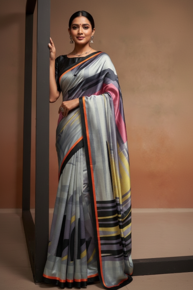 Bollywood Satin Crepe Silk Set | 6 Colors Available | Perfect Partywear Saree - Rosepetals Luxe