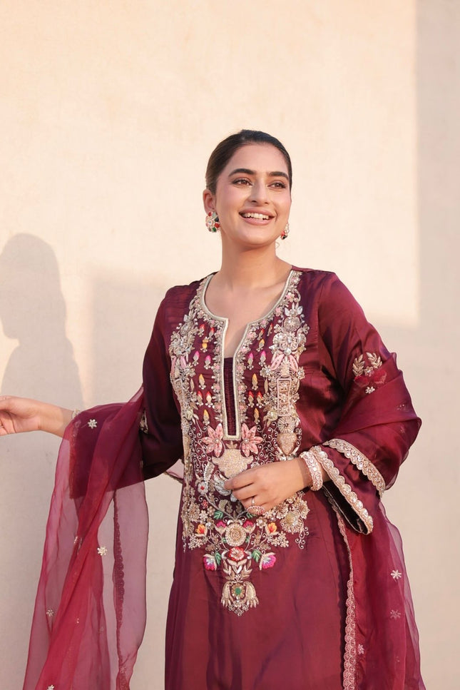 Satin Silk Fancy Top & Palazzo With Dupatta set |Be Ready For Party Wear & Festival Look - Rosepetals Luxe