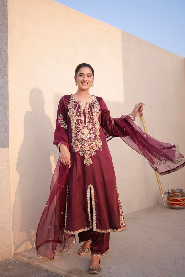 Satin Silk Fancy Top & Palazzo With Dupatta set |Be Ready For Party Wear & Festival Look - Rosepetals Luxe
