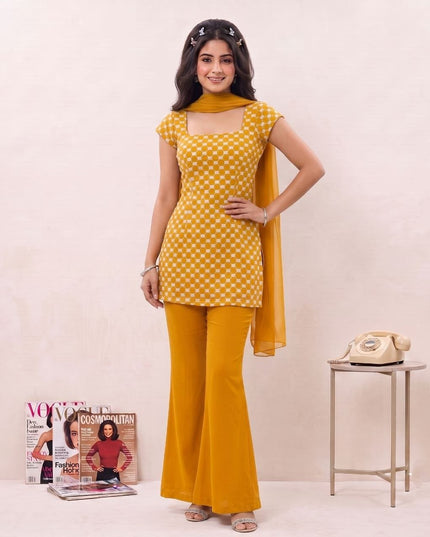 Sequin Embroidery Palazzo Kurta Set with Dupatta | Soft Georgette | Festive & Party Wear - Rosepetals Luxe