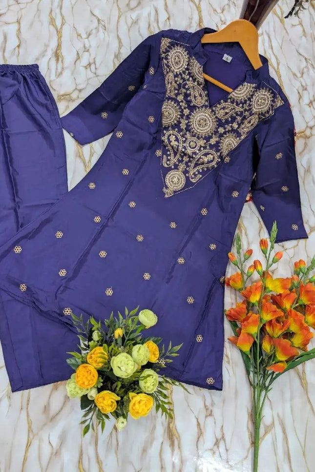 Silk Crepe Wide Leg Palazzo Pants | Ethnic Wear | Purple & White - Rosepetals Luxe